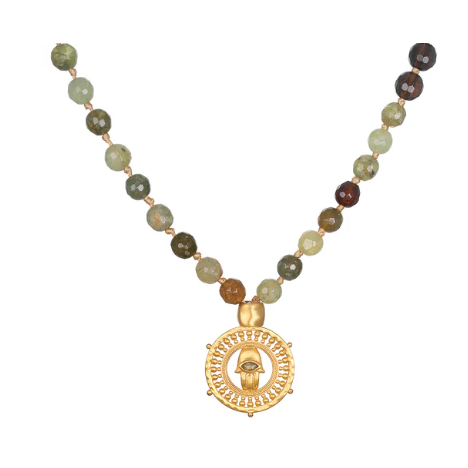 Inhabit Your Power Smokey Quartz Green Garnet Mala - Satya