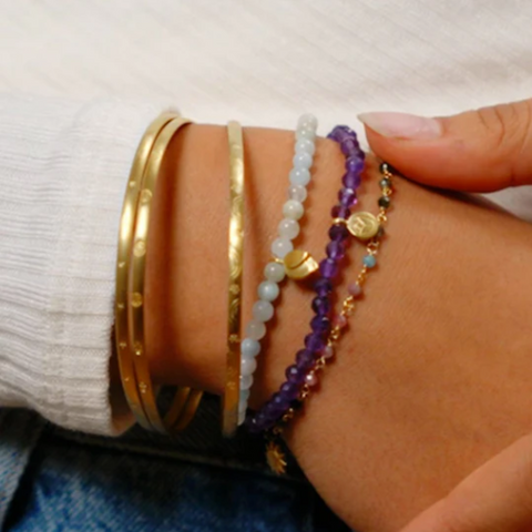 Tranquility Lotus Amethyst Gemstone Bracelet - Satya