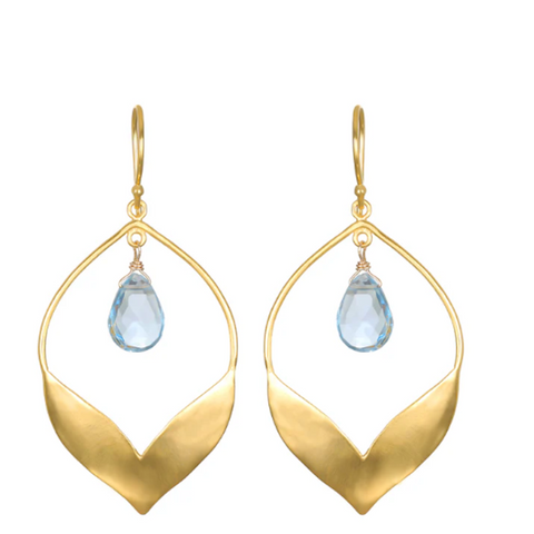 Transformed by Compassion Lotus Blue Topaz Earrings - Satya