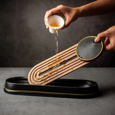 Ceremonial Ceramic Bamboo Tea Tray--Magic Hour