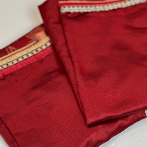 Cool & Casual Handmade Sari Aprons-Royal Red with Metallic Trim #16-Magic Hour