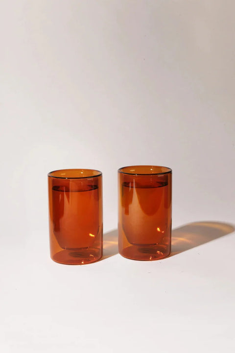 Double Walled Glass Set - Amber-Amber (12oz) - Set of 2-Magic Hour