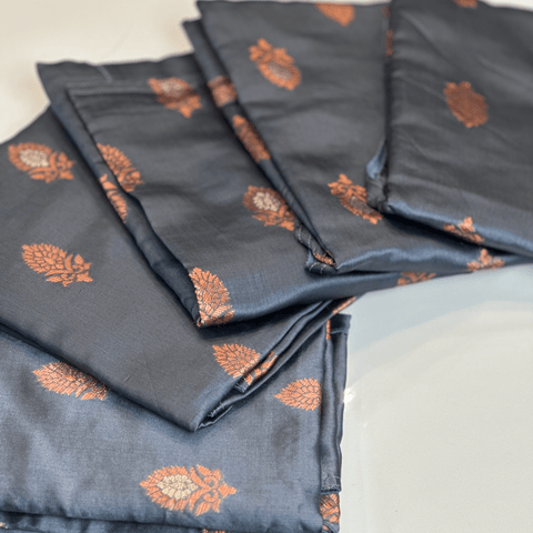 Elevate Everyday Handmade Sari Apron-Copper Woven Navy Blue #24-Magic Hour