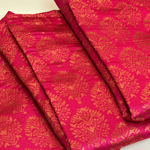 Elevate Everyday Handmade Sari Apron-Gold Woven Fuschia Pattern #22-Magic Hour