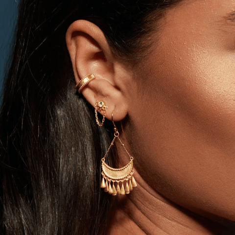 Goddess Moon Drops Gold Earrings--Magic Hour