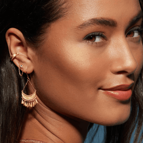 Goddess Moon Drops Gold Earrings--Magic Hour