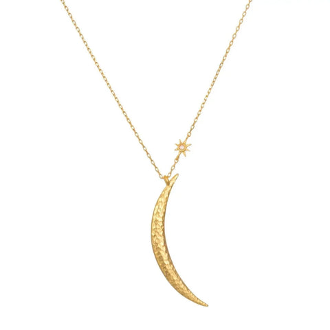 Illuminated Path Gold Moon Necklace--Magic Hour