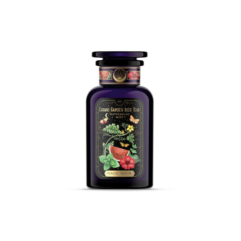 Watermelon Mint Herbal Iced Tea-Violet Glass Apothecary Jar (Includes with 12 Cold-Steep Sachets)-Magic Hour